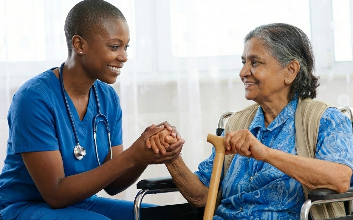 Clinician supporting a patient at home